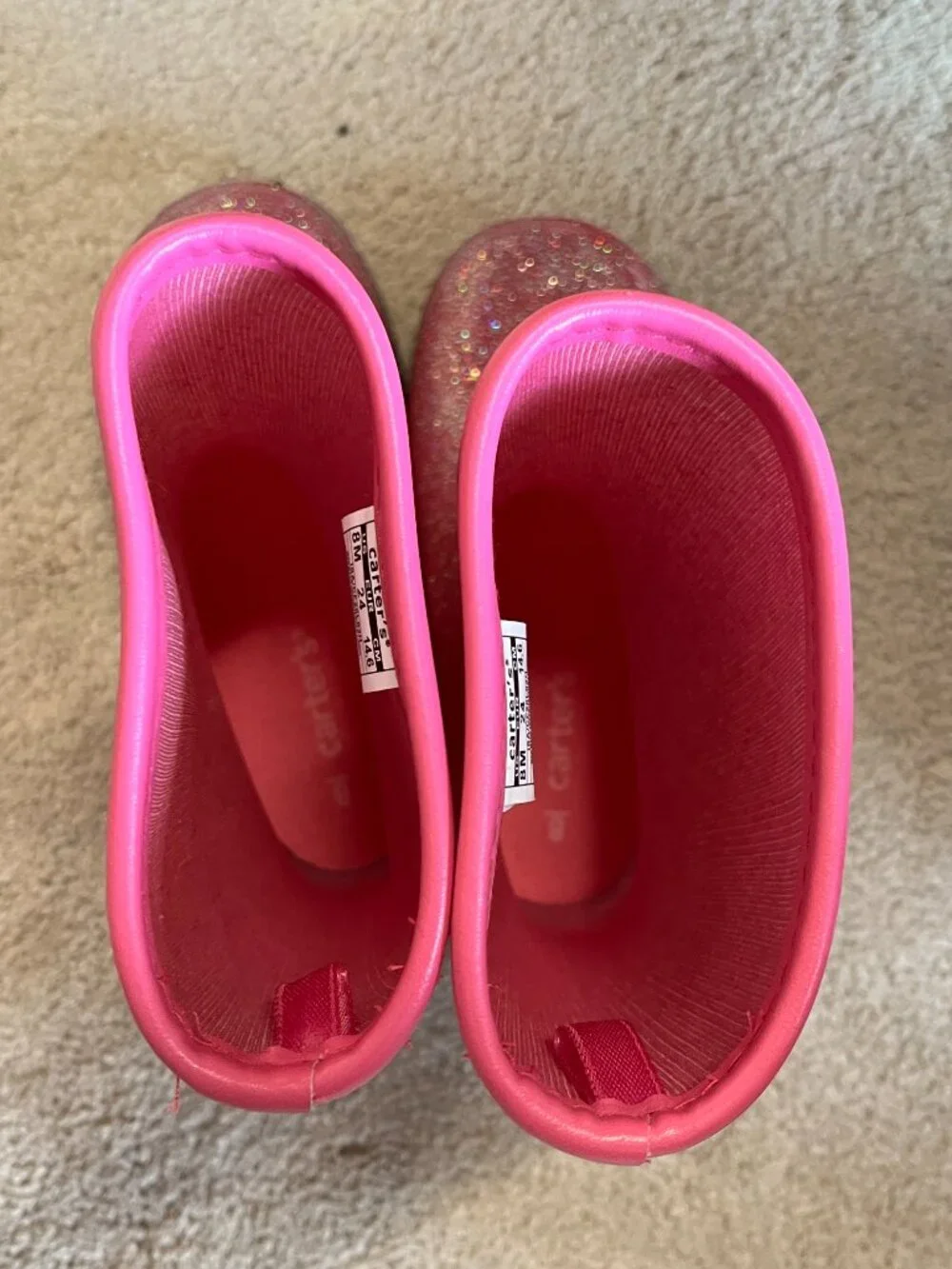 Rain Boots -  Kids Pink Sparkly Rain Boots Size 8M by Carter's